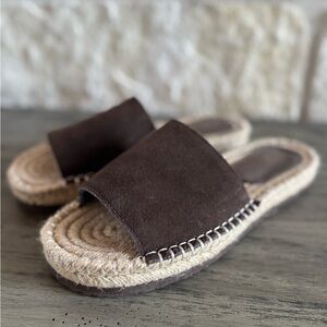 Women’s Brown Suede Slide Espadrille Sandals Size 7.5